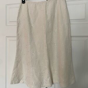 Charter Club Cream A-Line Skirt with Embroidery